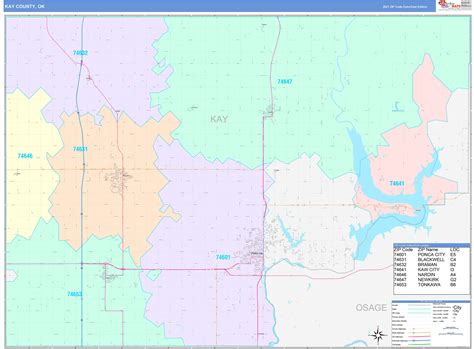 Kay County, OK Wall Map Color Cast Style by MarketMAPS