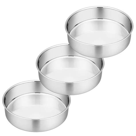 Coliware 8 inch Round Baking Set, 3 Pcs Stainless Steel Cake Pans, Suitable for Oven, Pots ...