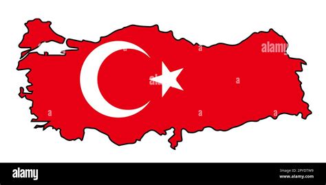 Outline silhouette flag map of Turkey over a white background Stock ...