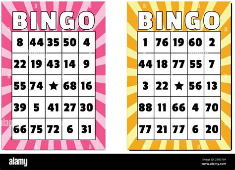 bingo card numbers gambling activity luck illustration colorful recreation Stock Photo - Alamy