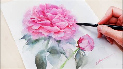 HOW TO PAINT A PEONY IN WATERCOLOR TUTORIAL - YouTube