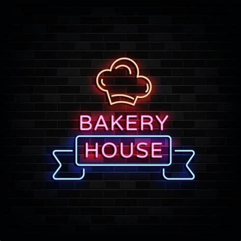 Premium Vector | Bakery house neon signs