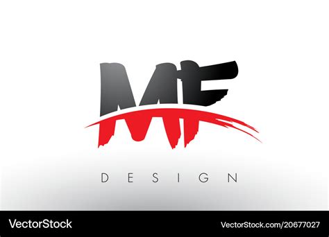 Mf m f brush logo letters with red and black Vector Image