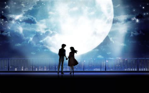 Download Anime Love Big Full Moon Wallpaper | Wallpapers.com