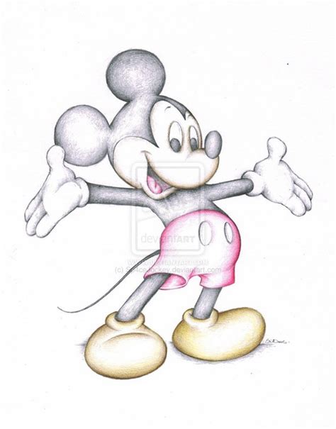 Mickey Mouse Disney Cartoon Art Colour Pencil Drawing High Quality Signed A4 Print (Frame Not ...