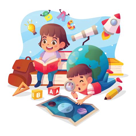 Cute Cartoon Children Studying Concept Design 2184762 Vector Art at Vecteezy