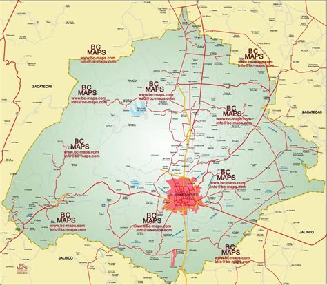 Aguascalientes, Mapa vectorial editable eps illustrator