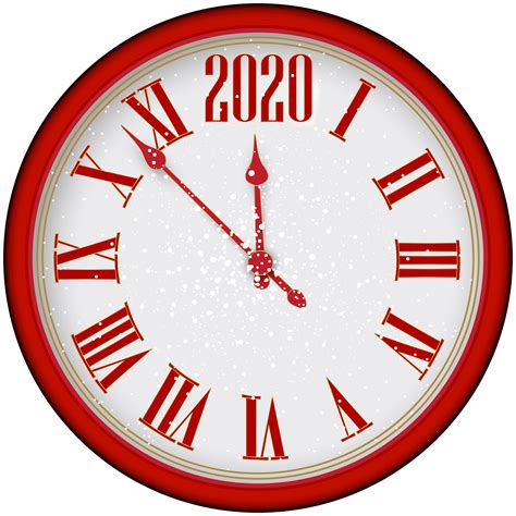 2020 New Year Red Clock PNG Clip Art