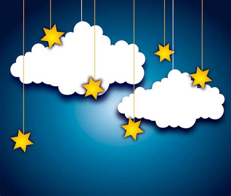 Premium Vector | Cute clouds and stars over night background