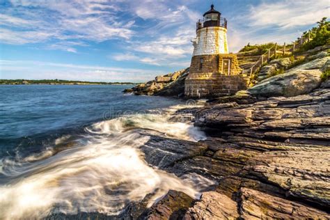 Farol De Castle Hill Em New Port Rhode Island Foto de Stock - Imagem de ...