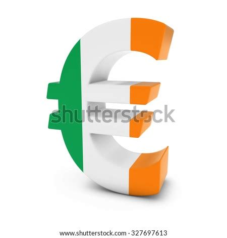 Euro Symbol textured with the Irish Flag Isolated on White Background ...