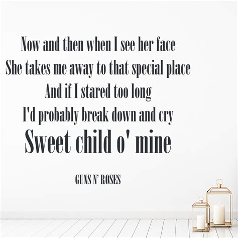 Guns N Roses Wall Sticker Sweet Child O Mine Wall Decal Music Lyrics Home Decor