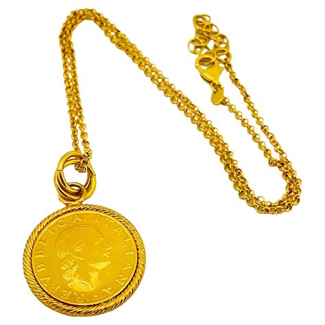 Vtg BRONZE MILOR ITALY 200 LIRE 1995 coin necklace in gold For Sale at 1stDibs | bronze milor ...