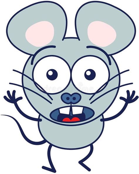 Cute mouse feeling scared stock vector. Illustration of minimalistic ...