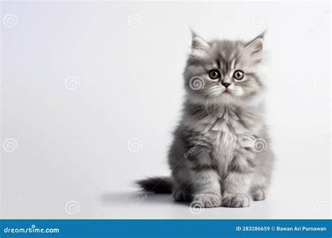 Cute Persian Cat Kitten Looking at Camera, Front View Stock Illustration - Illustration of furry ...