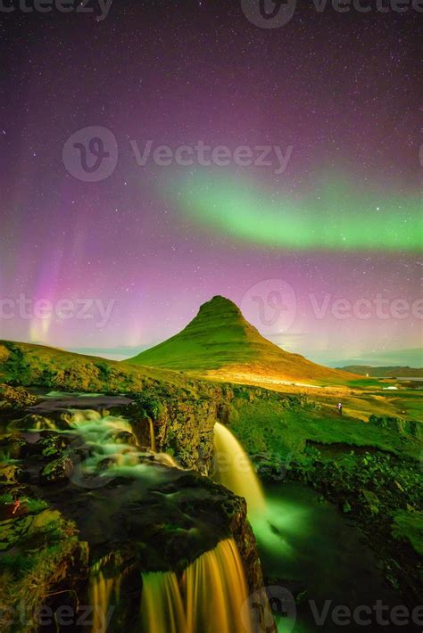 northern light over Kirkjufell mountain 3178630 Stock Photo at Vecteezy