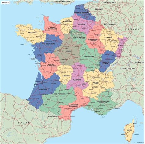 france political map. Illustrator Vector Eps maps. Eps Illustrator Map | Vector maps