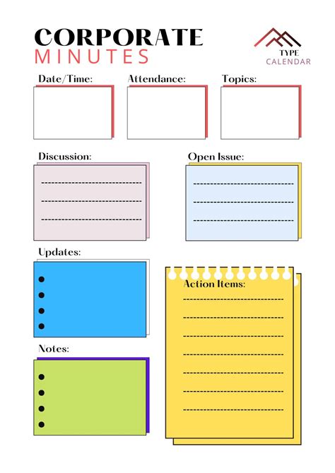 Free Printable Corporate Meeting Minutes Templates [Word, Excel, PDF]