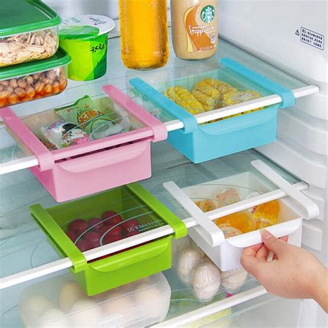 Slide Fridge Freezer Food Storage Boxes Pantry Storage Organizer Bins Container Space saving ...