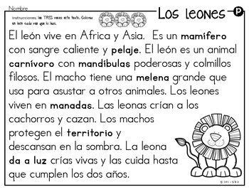 Análisis de texto informativo de animales del zoológico - Leones ...