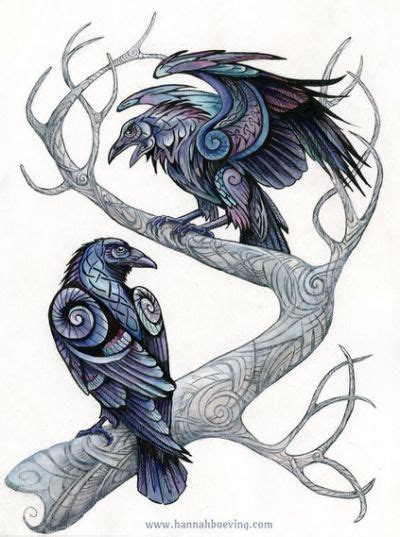 Odin's ravens. Mixed media (ink, Crow Art, Raven Art, Bird Art, Hugin ...