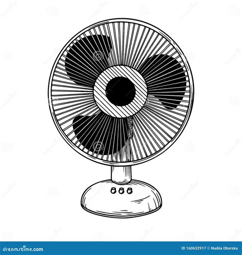 Realistic Sketch. Electric Fan Isolated on White Background Stock Illustration - Illustration of ...