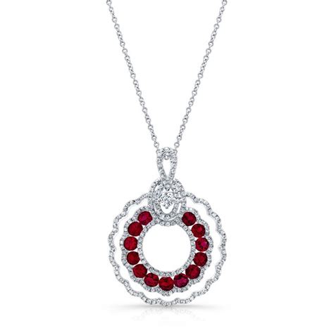 WHITE GOLD NATURAL COLOR CONTEMPORARY RUBY DIAMOND PENDANT