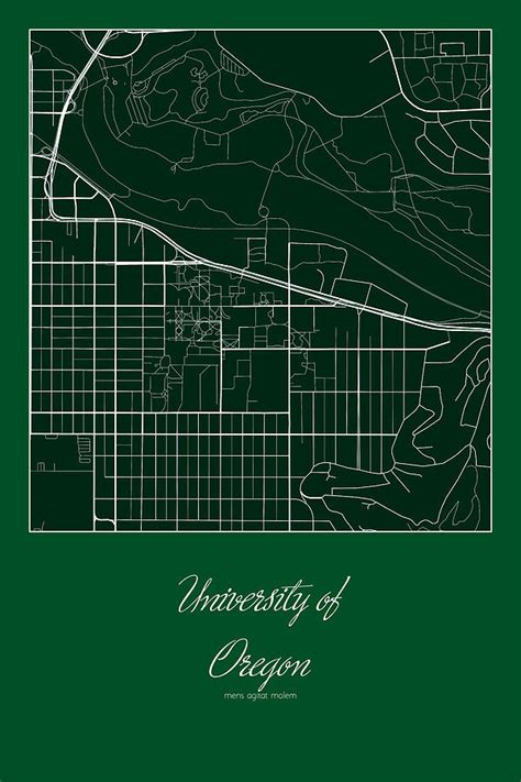 UO Street Map - University of Oregon Eugene Map Digital Art by Jurq ...