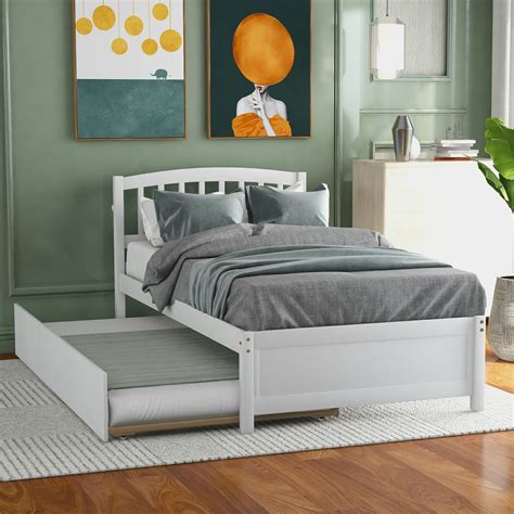 Twin Daybed with Trundle and Headboard , Twin Size Sofa Bed Frame for Kids/Teens/Adults, 79.5"L ...