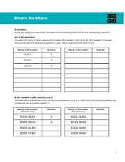 BinaryNumbers.docx - Binary Numbers Directions Using your Flippy Do or the binary odometer fill ...