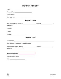 Free Deposit Receipt Templates (10) - PDF | Word – eForms