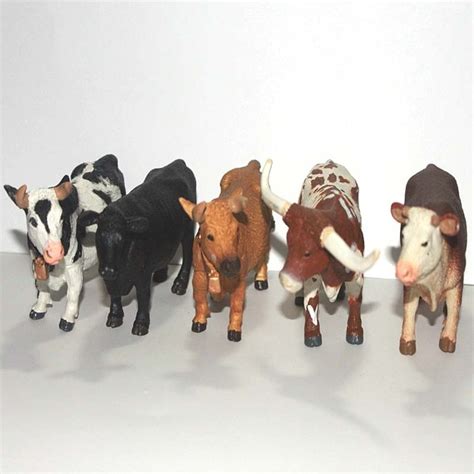 solid eco friendly plastic animal model toy figure 5pcs/set Cows Bulls ...