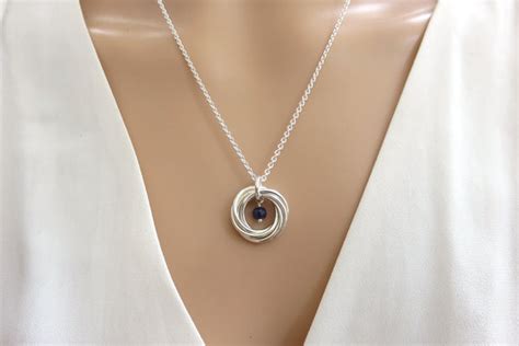 60th Birthday Gift | Sterling Silver Birthstone Necklace | 60th Birthd - MarciaHDesigns