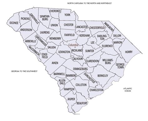 SC County Map + 46 South Carolina Counties List - Carolina Yellow Pages