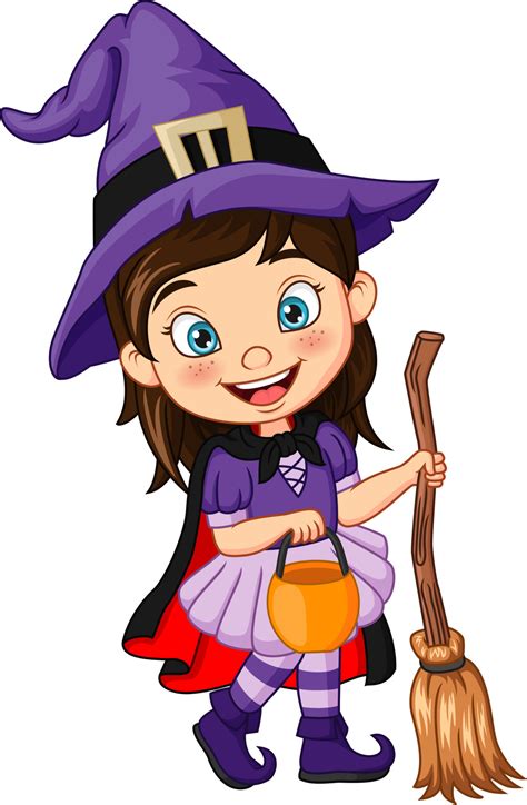 Cartoon little girl wearing halloween witch costume 5112613 Vector Art ...