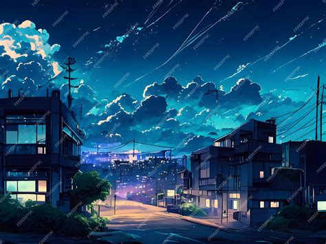 Premium Photo | Anime cityscape in the night