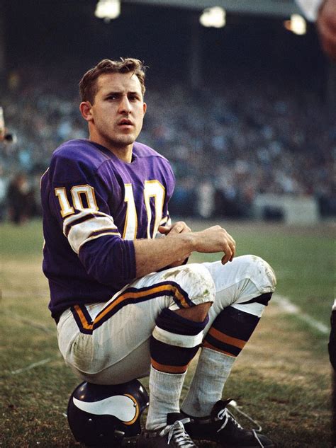 Fran Tarkenton of the Minnesota Vikings (also played for the New York Giants) waits on the ...