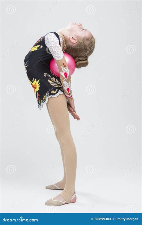 Young Caucasian Female Rhythmic Gymnast Athlete Stock Image - Image of ...