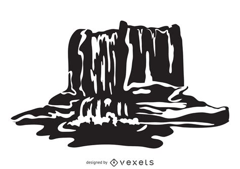 Waterfall Illustration In Black And White Vector Download