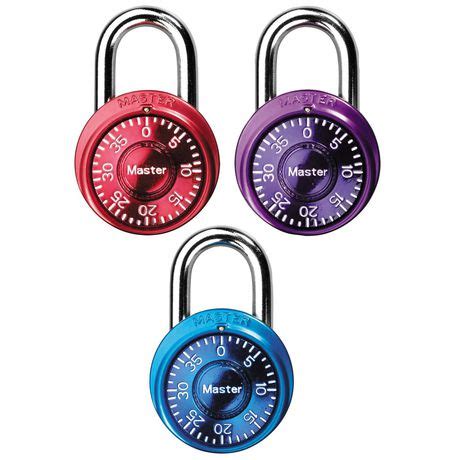 Master Lock Mini Metallic Combination Locks #1533TRI, 40mm; Blue, Red ...