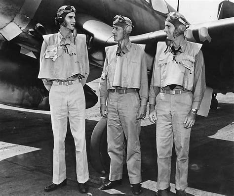 Asisbiz Aircrew US Aces Hedrick Blackburn and Kepford of VF-17 Jolly Rogers 21st Mar 1944 01