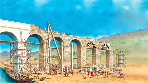 "Construction of an aqueduct", Peter Dennis | Ancient rome, Ancient architecture, Roman empire