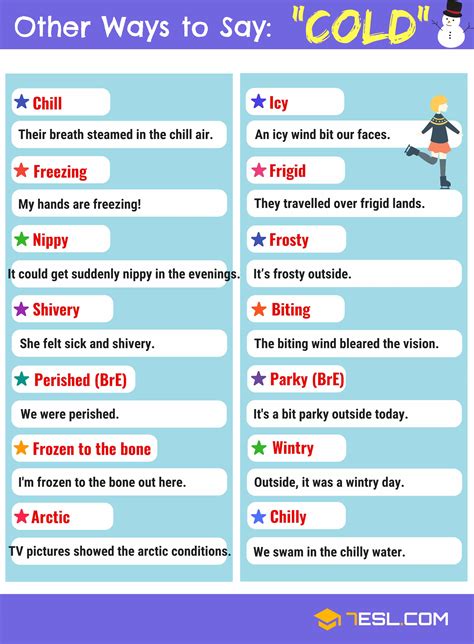 95 Synonyms for "Cold" with Examples | Another Word for “Cold” • 7ESL