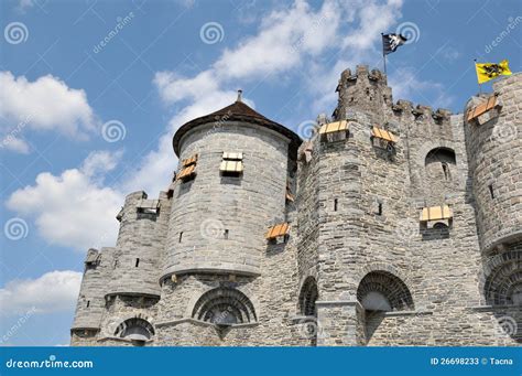 Castle in Ghent City, Belgium Stock Image - Image of travel, protection ...