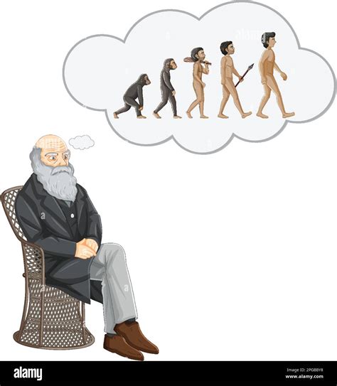 Charles Darwin y la teoría de la biología evolutiva ilustración Imagen Vector de stock - Alamy