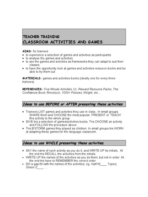 Secondary Activites and Games | PDF | Classroom | Teachers