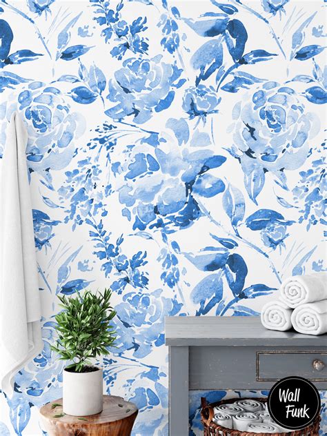 Watercolor Floral Wallpaper Floral Wallpaper Removable | Etsy