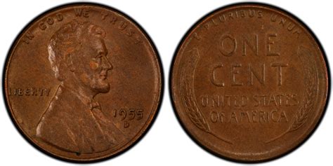 1955-D 1C Doubled Die Obverse, BN (Regular Strike) Lincoln Cent (Wheat ...