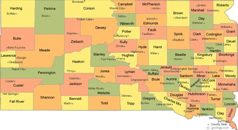 South Dakota County Map with County Seats - 66 Counties | Flickr