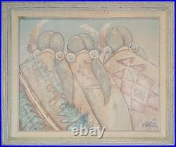 RARE MYUNG MARIO JUNG Original Oil Painting Pastels Art Native American Shawls | Rare Native ...